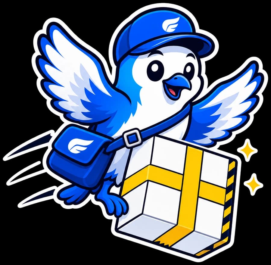 The courier bird flies at speed carrying a parcel almost as big as he is.