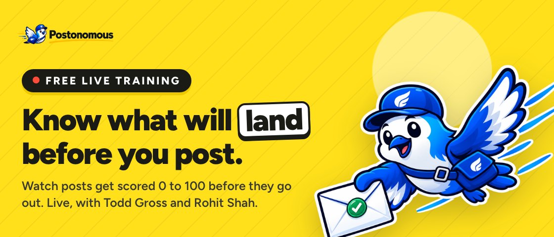 Postonomous free live training: know what will land before you post.